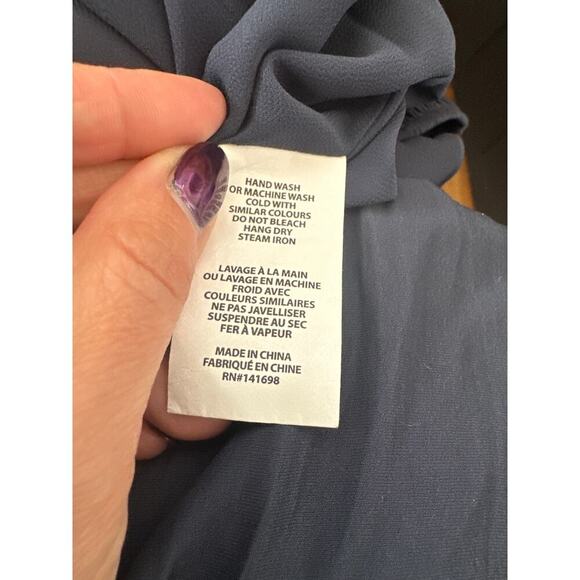 Ramy Brook Navy Silvy Smocked Long Sleeve Mini Dress Size Medium, EUC - Picture 5 of 5